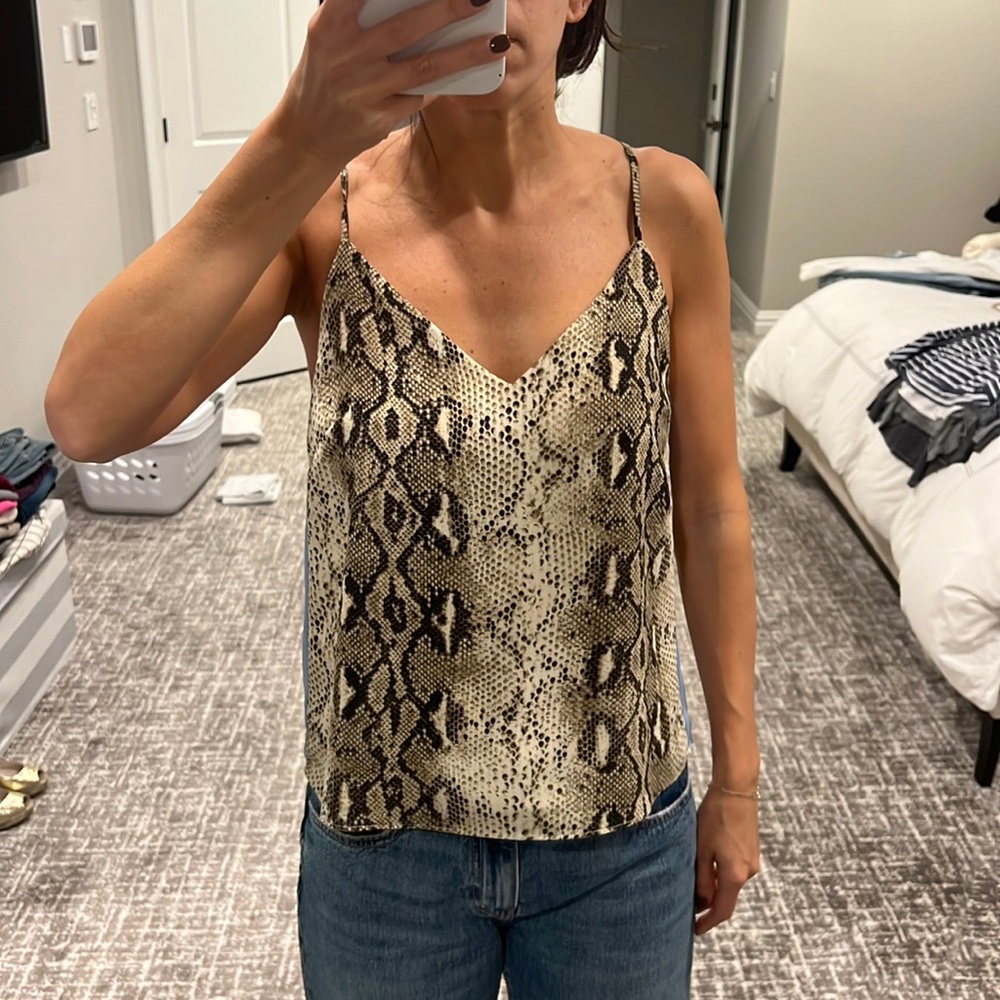 Decker Snake Print Cami with Periwinkle Side Stripe
